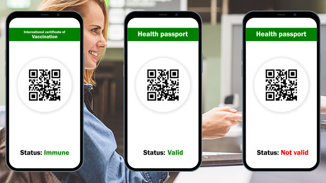 A Set of Vaccine Passports Showing Their Respective Status Screen