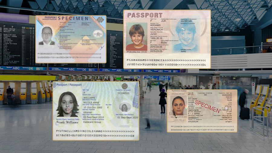 Travel Documents Showing VIZ and MRZ Examples