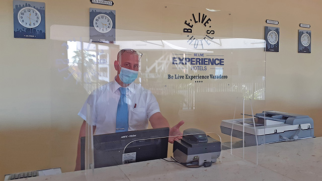 Reception Desk With Combo Smart ID Scanner at Be Live Hotels