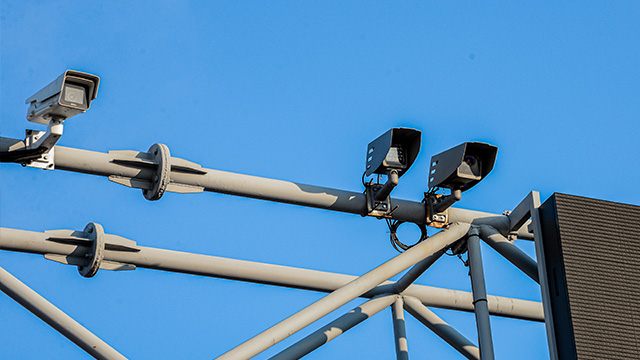 Adaptive Recognition ANPR Cameras and IR Light Unit on a Gantry