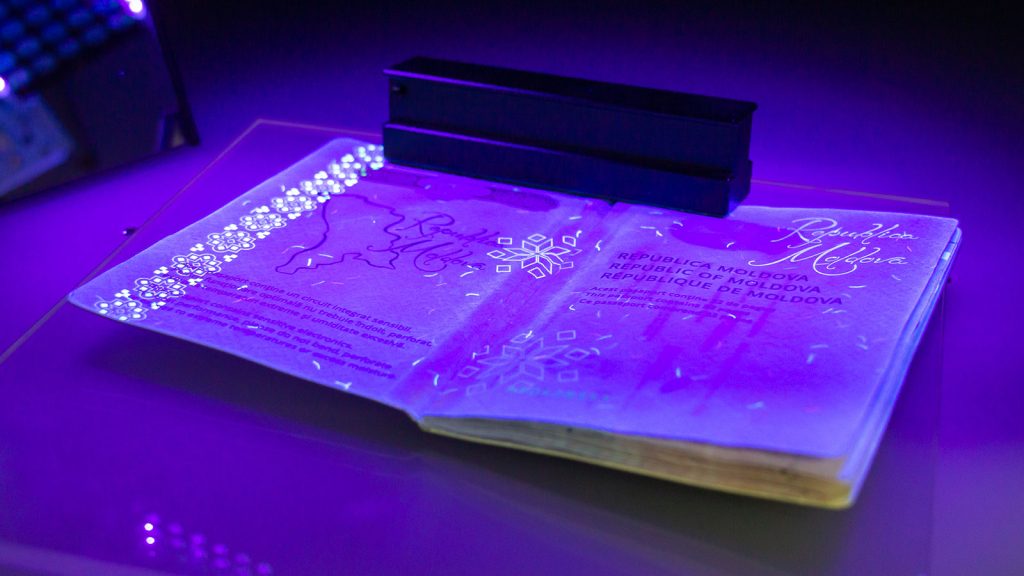 passport under UV light