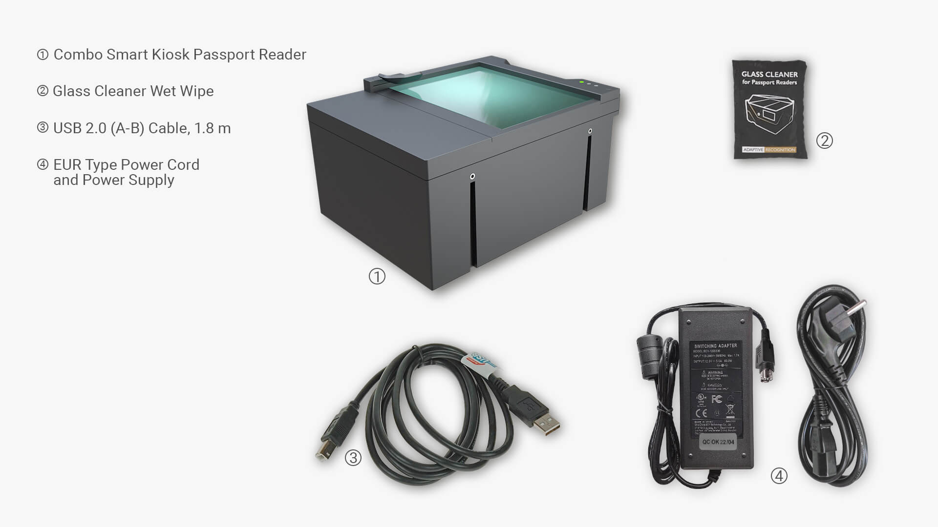 Included and optional parts of Combo Smart ID scanner