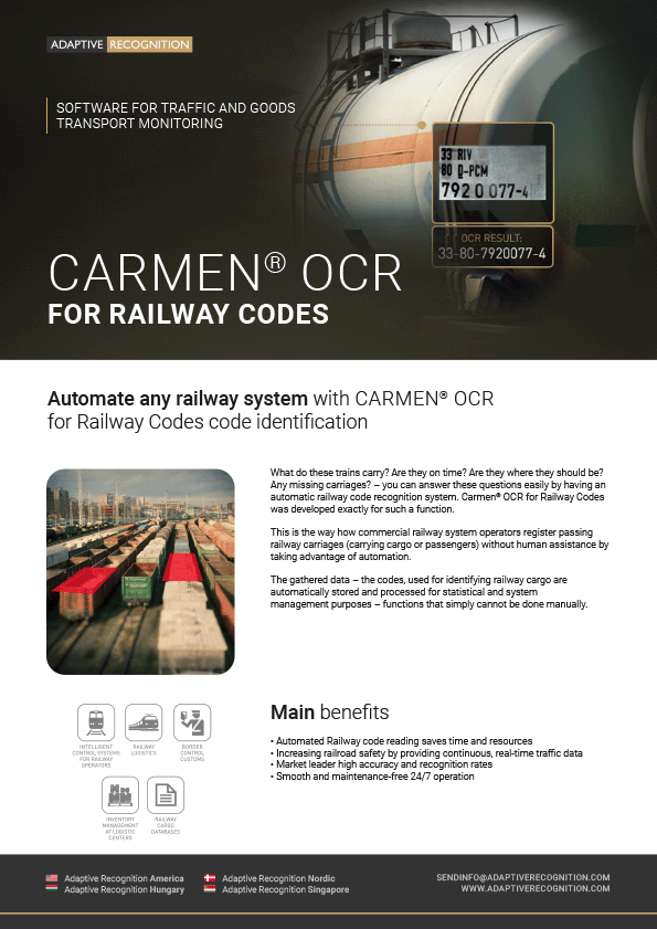 Carmen® OCRUIC Software Library for Railway Code Recognition