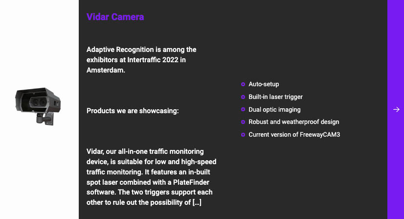 intertraffic-2022-amsterdam-adaptive-recognition-vidar-anpr-lpr-camera-product-image