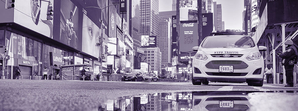 License plate recognition blogpost - police car at TImes Square, New York City