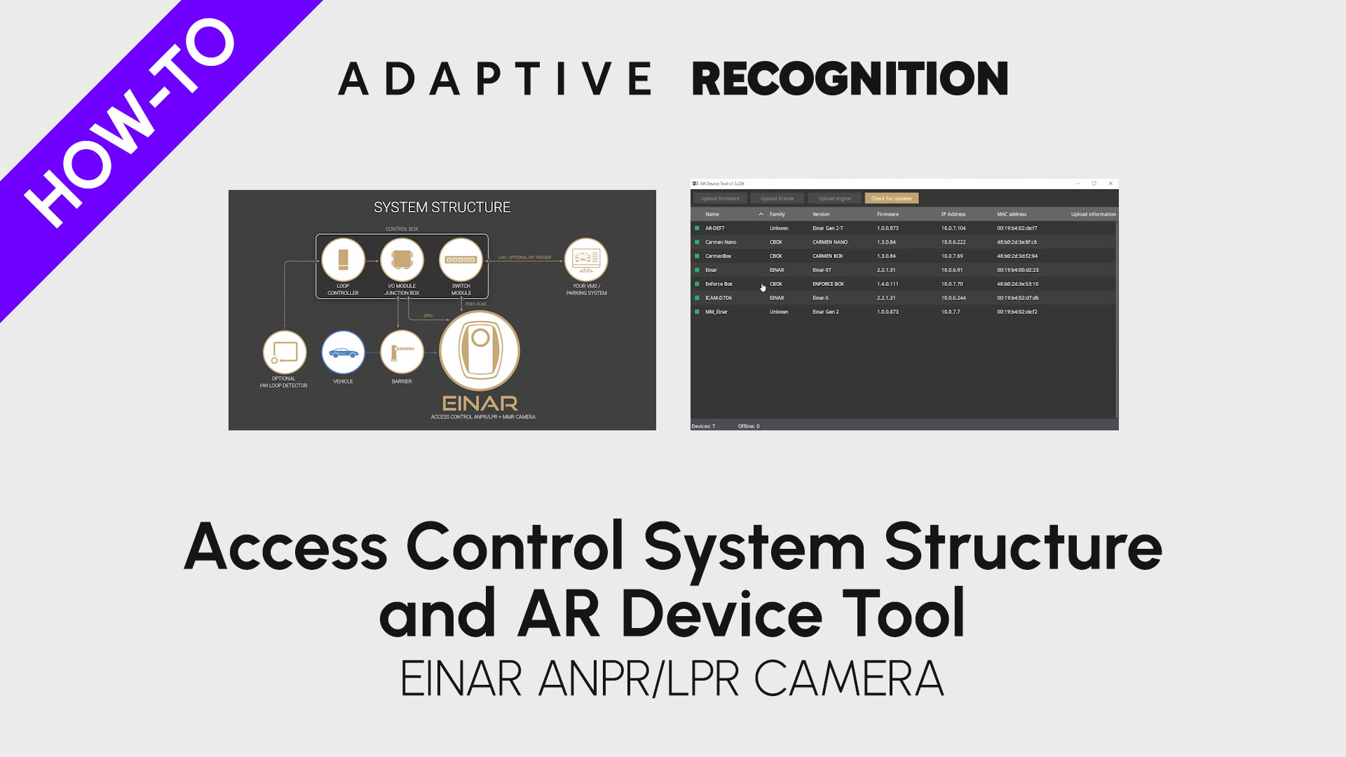 Einar vehicle access control camera how-to video series - Access control system structure and AR device tool