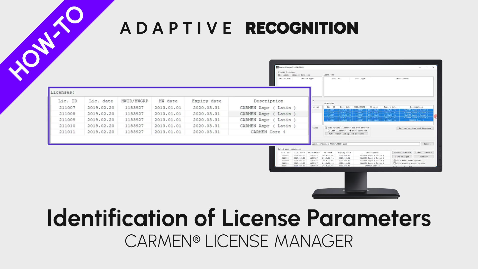 Carmen ANPR/ALPR software license manager - Identification of License Parameters