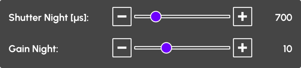 shutter night / gain night setting for license plate recognition
