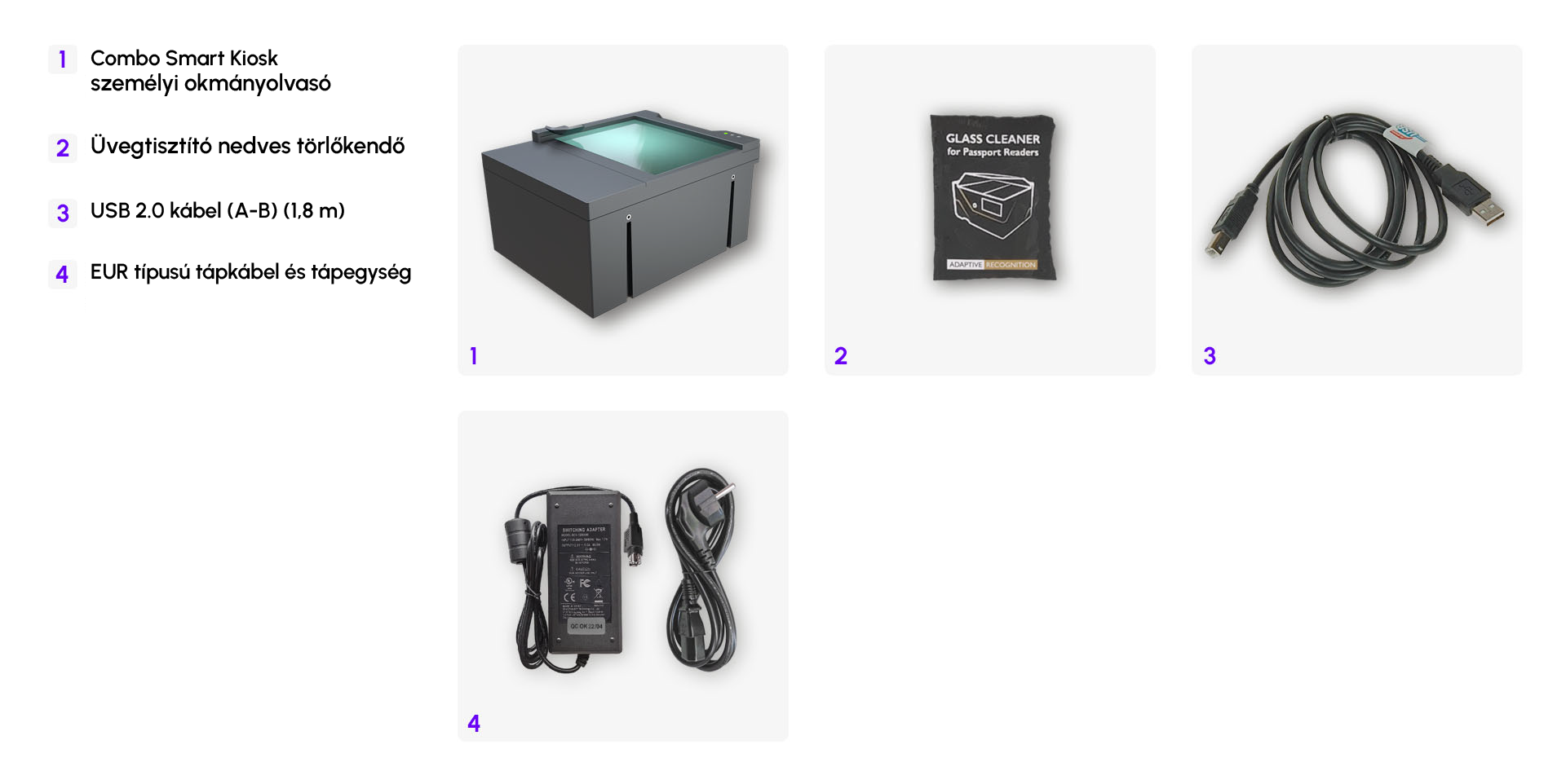 combo smart kiosk id passport reader what's in the box image