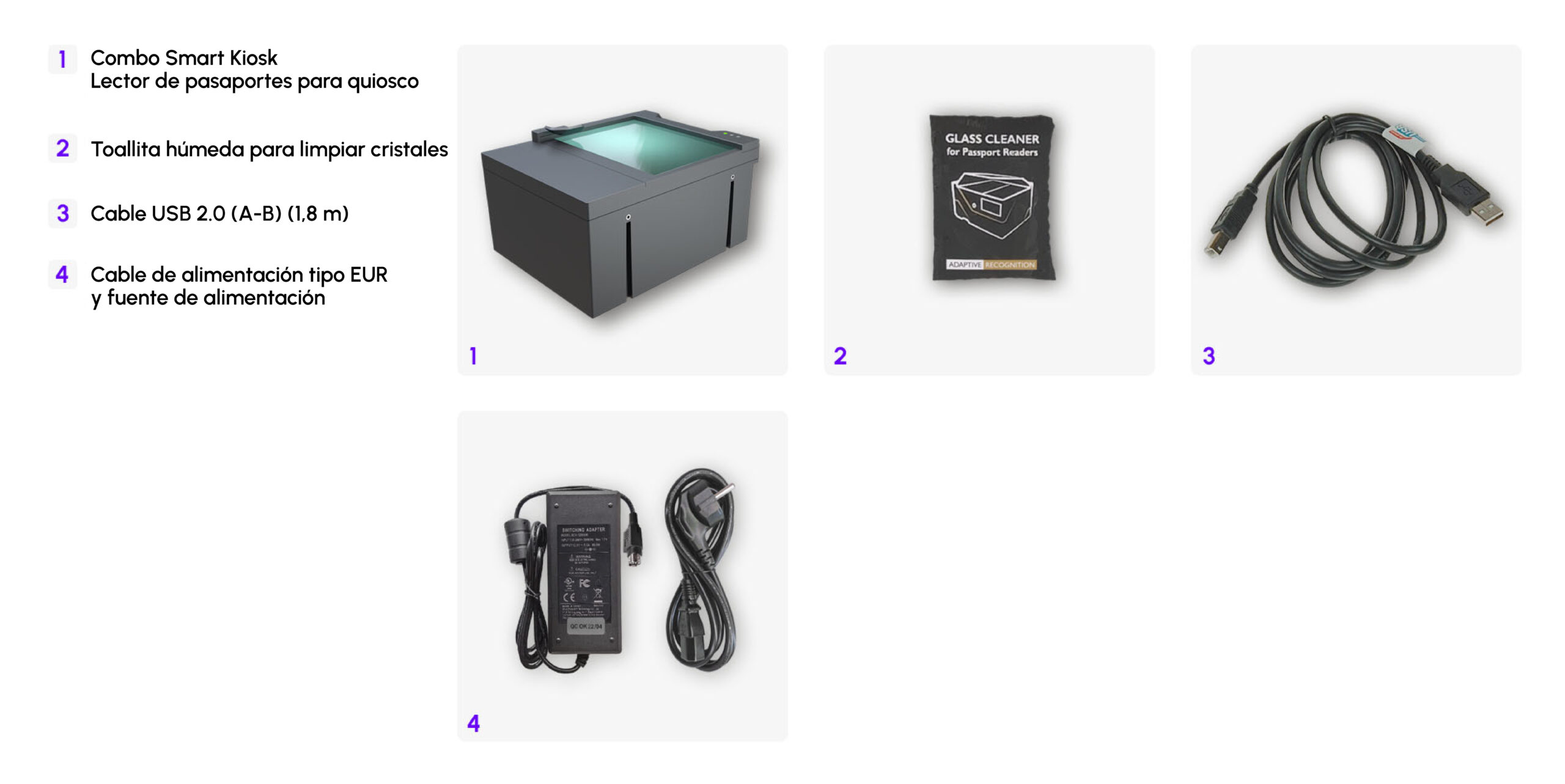 combo smart kiosk id passport reader what's in the box image
