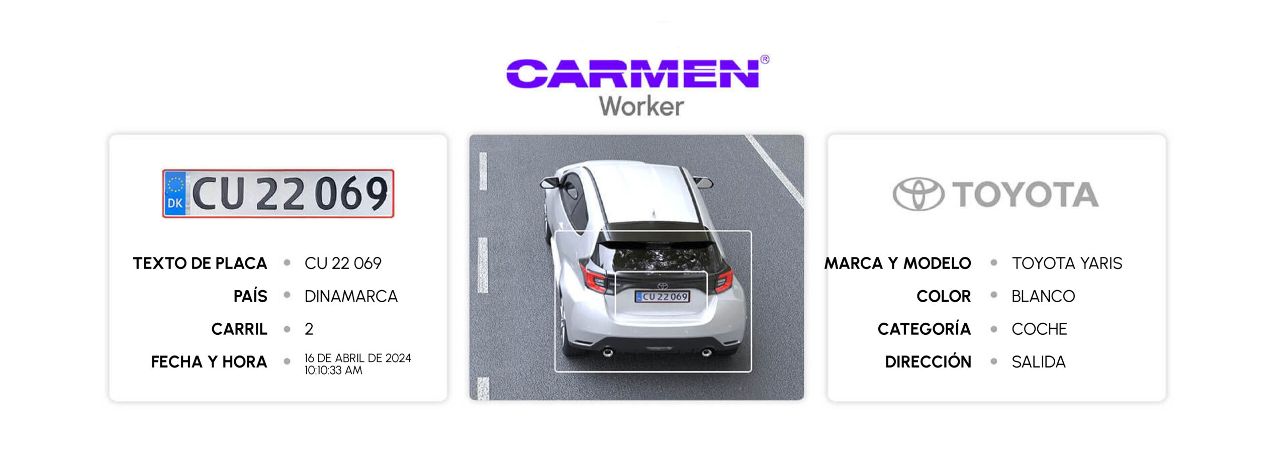 carmen worker on-premise license plate recognition software / data panel in hero image